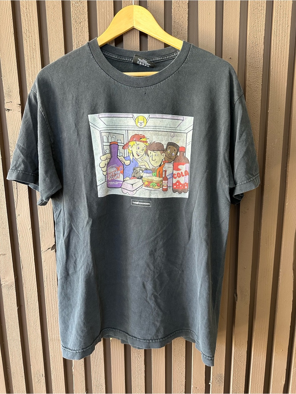 The Hundreds Purple Stuff Graphic T Shirt Mens L Black Cartoon Y2K Rare T-Shirt